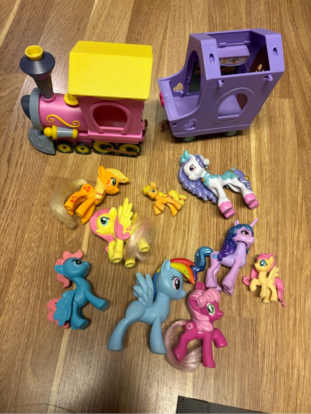 My Little Pony Pink, Purple, Yellow & Blue Train Playset with Multi-Color Ponies